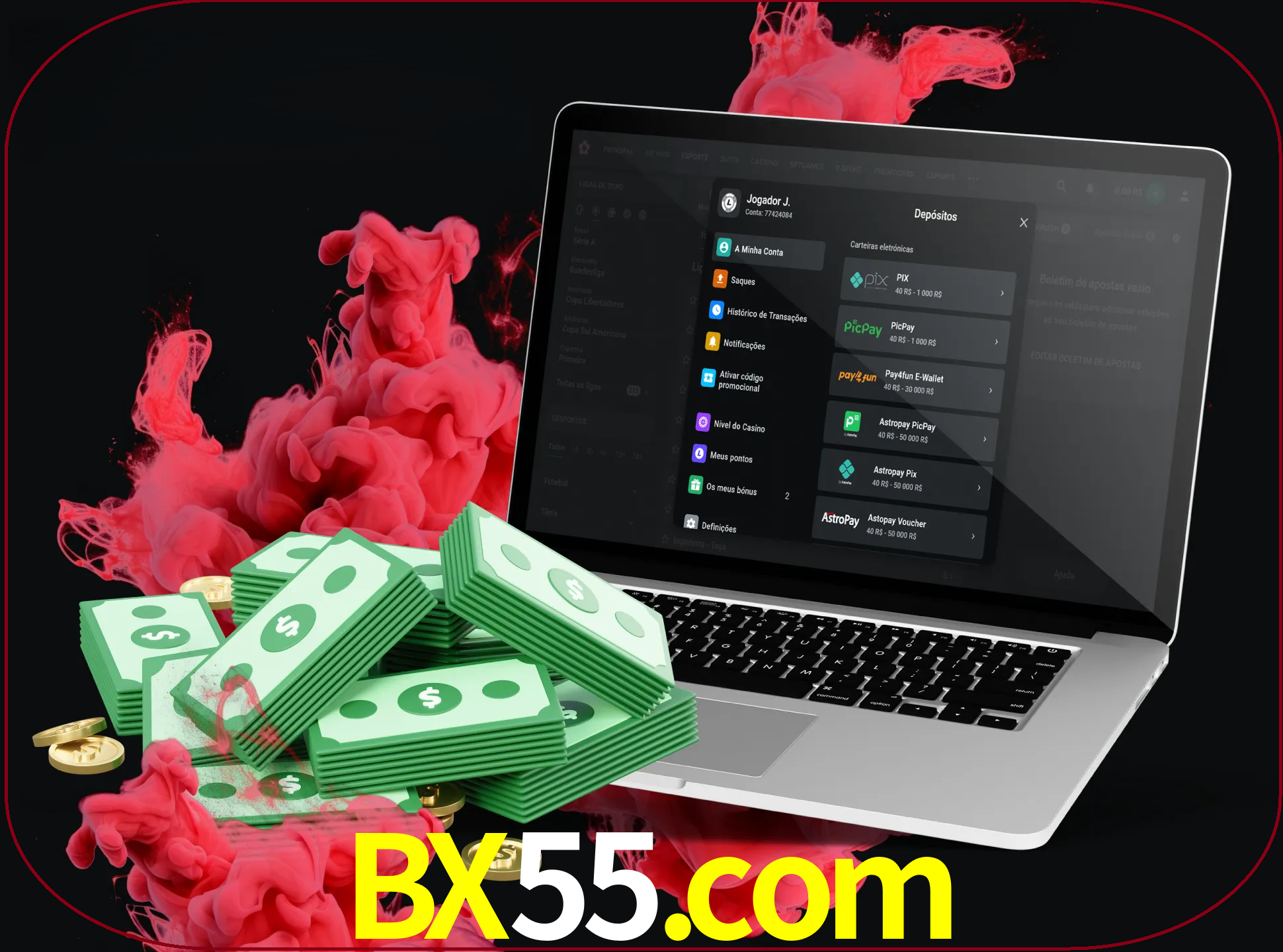 Para efetuar um depósito na sua conta bx55, basta escolher o método de depósito e especificar o montante.