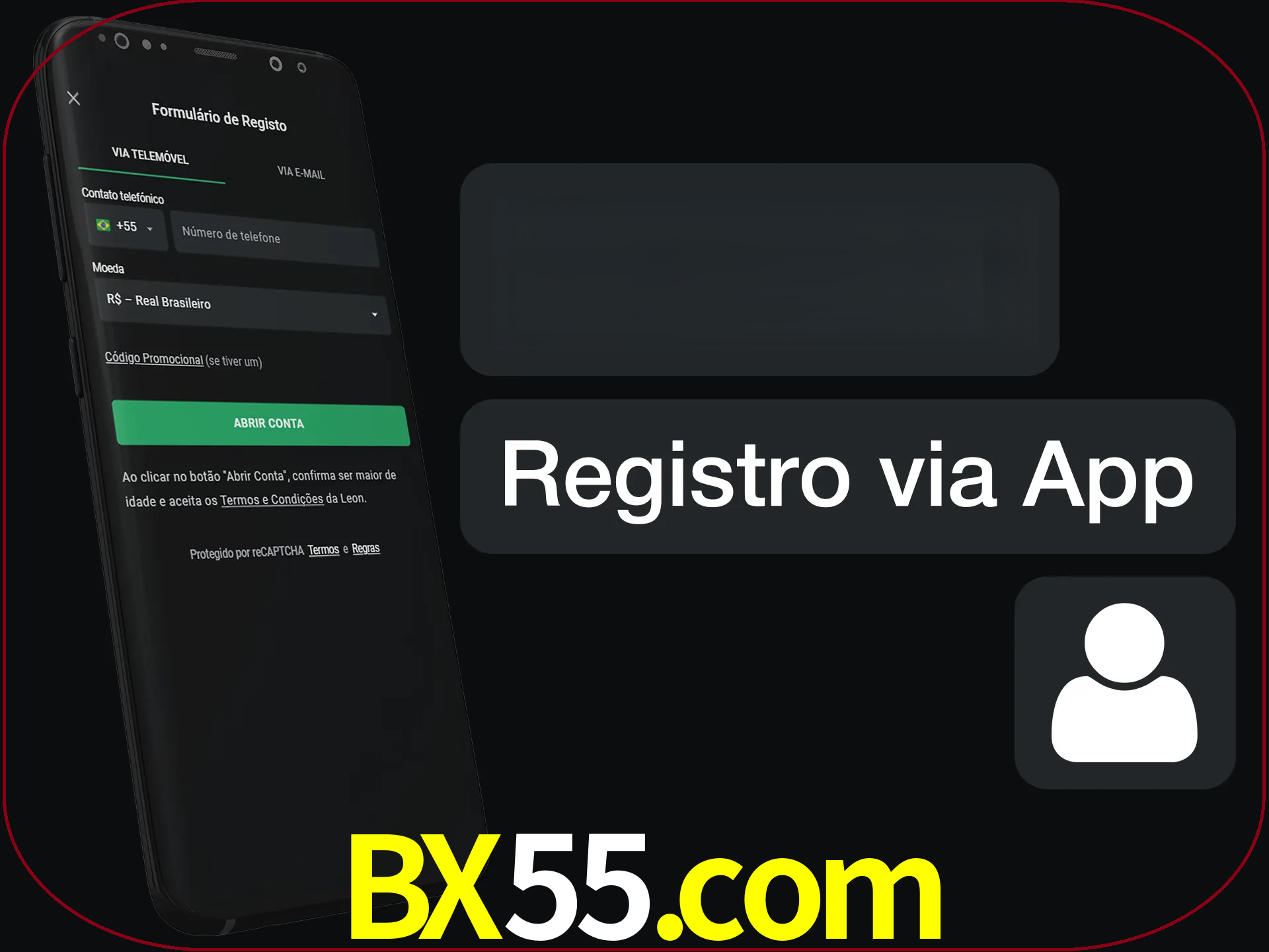 Registre-se com duas etapas usando o aplicativo.