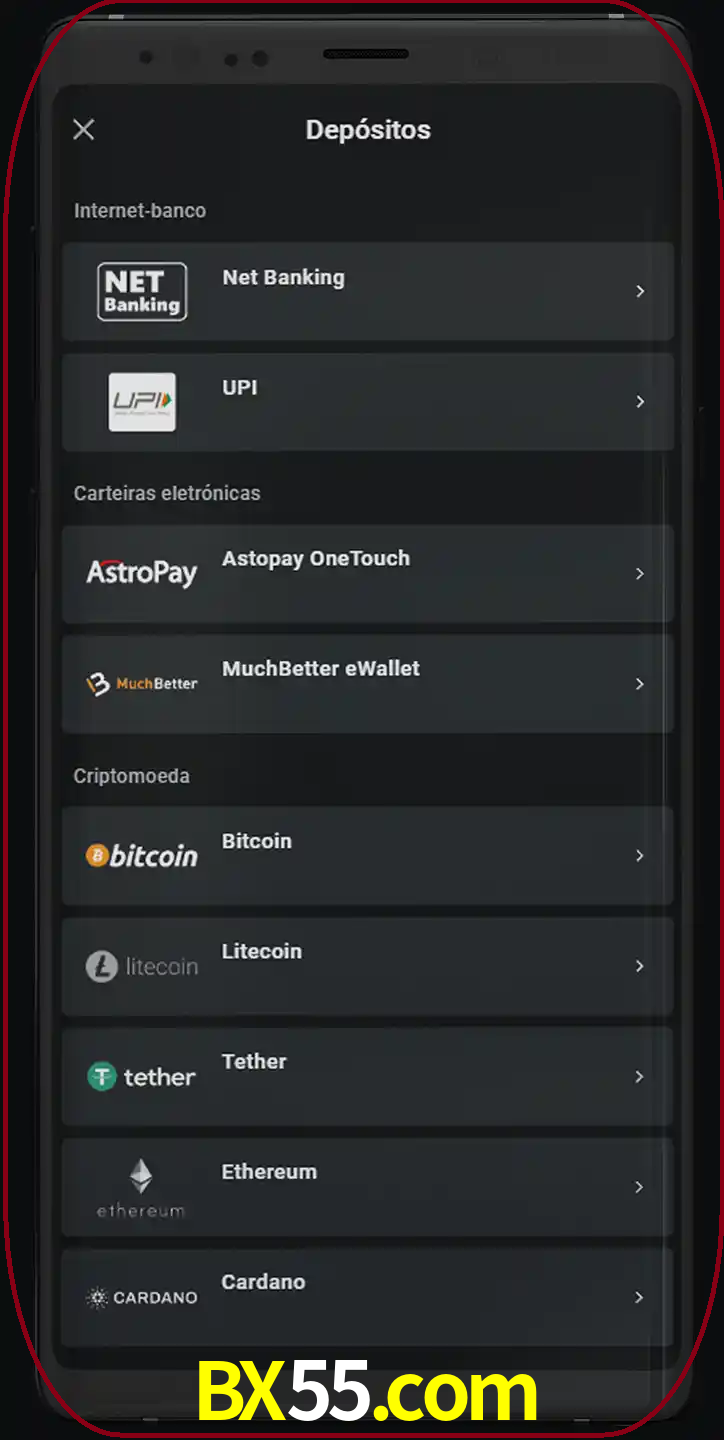 Você pode usar métodos alternativos de depósito.